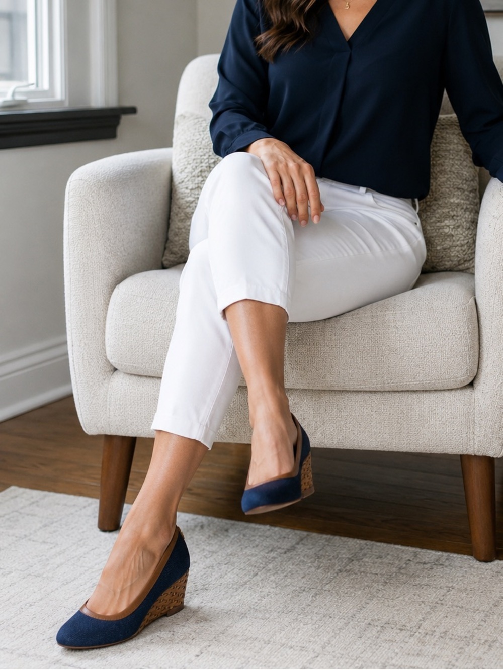 Tory Burch Denim Wedge Pumps - size 10